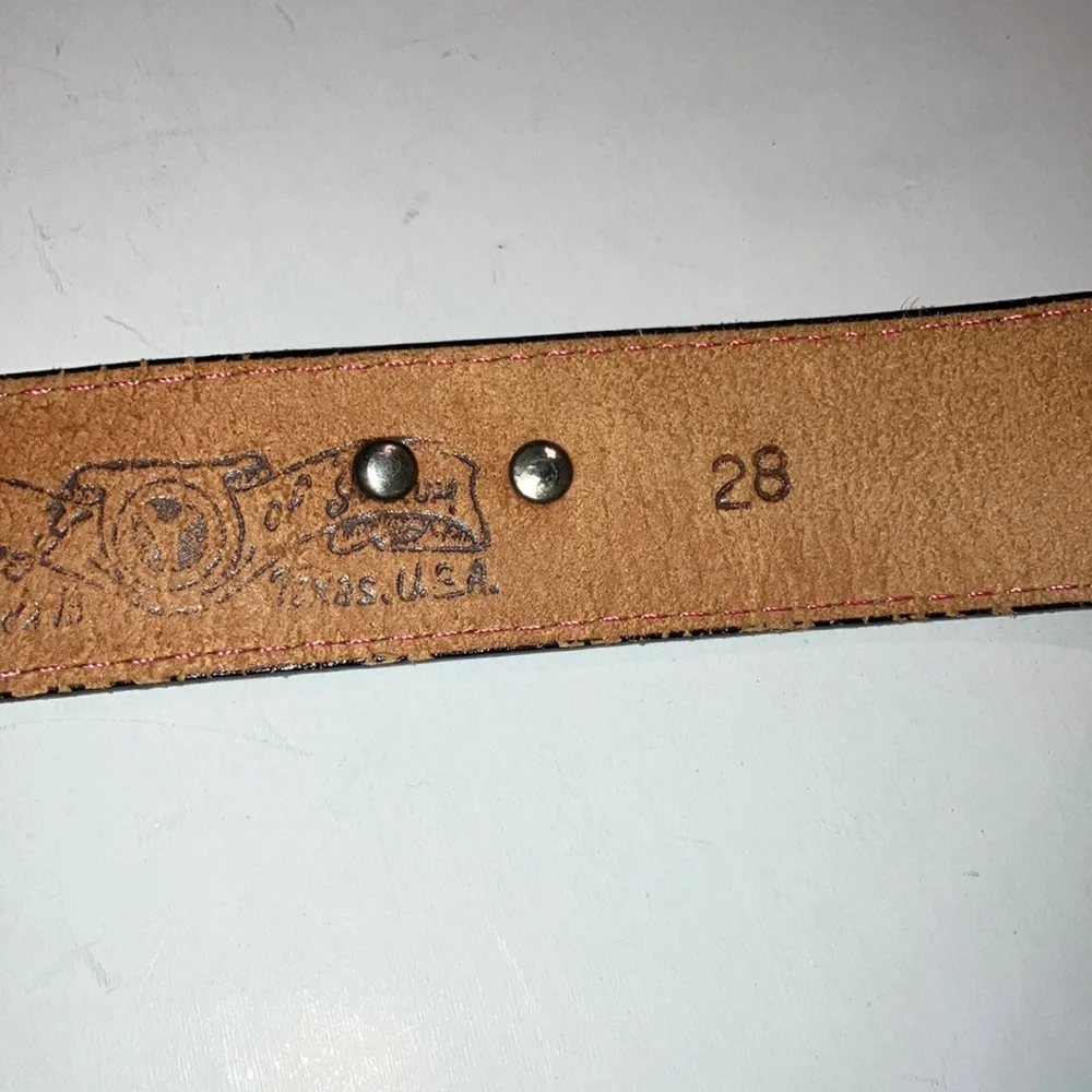 Vintage Red Leather Belt with Silver Buckle and Southwest Desert Animal‎ Brads